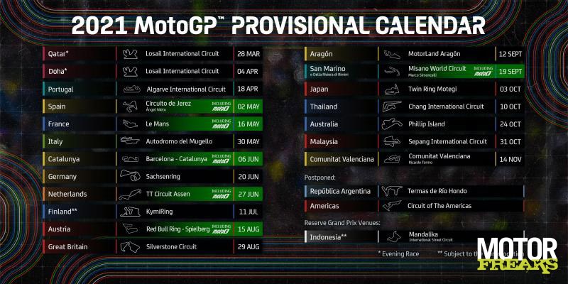 Motorfreaks - MotoGP kalender aangepast - details
