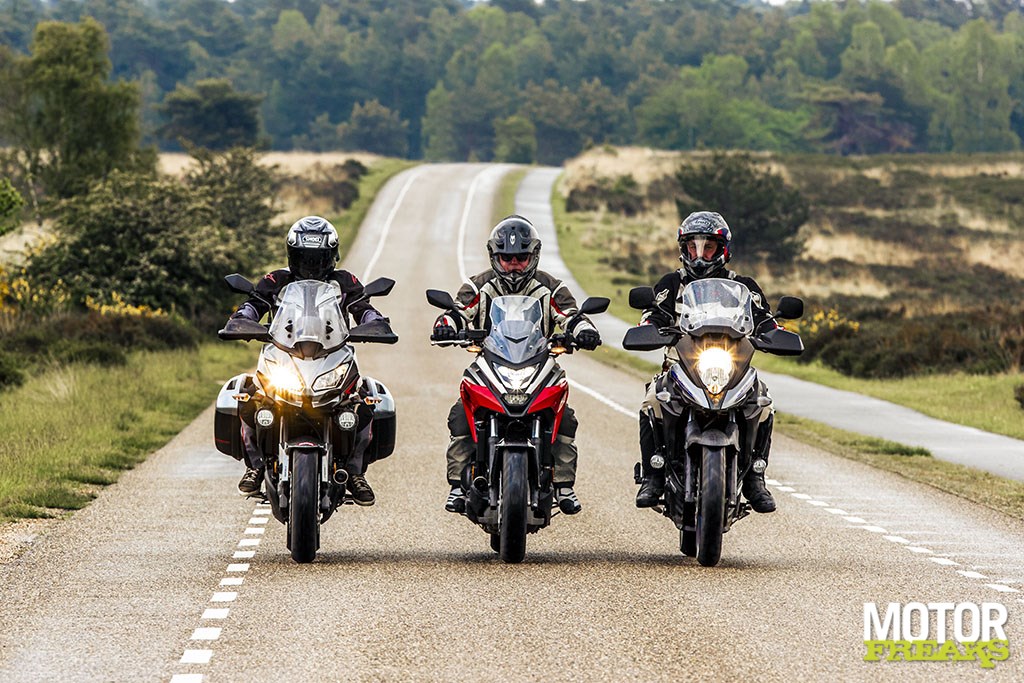 Motorfreaks Test Midsize Allroads NC750X DCT vs Versys 650 vs V